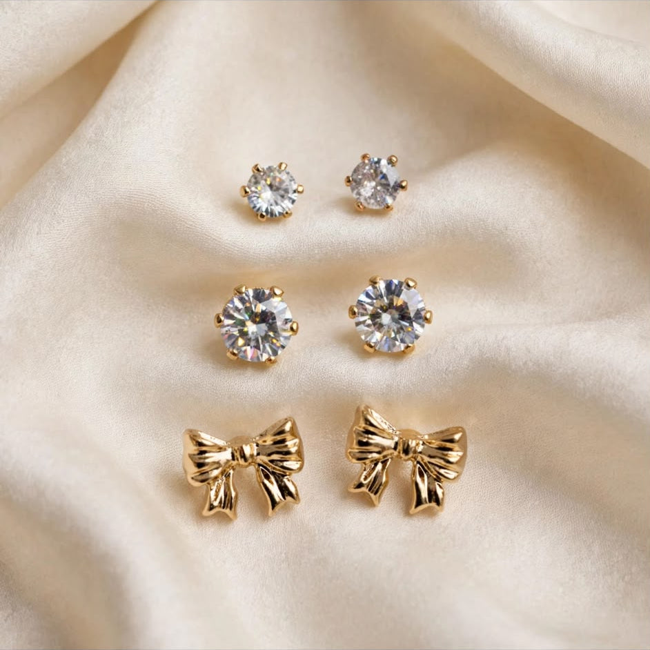 Luxe Bow & Crystal Earring Set